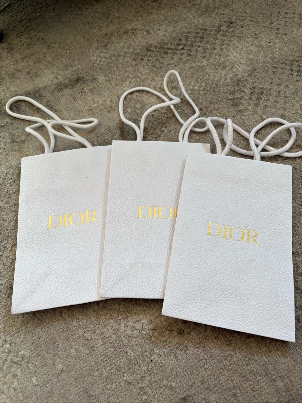 Dior White Gift Bags with Gold Logo (Set of 3)